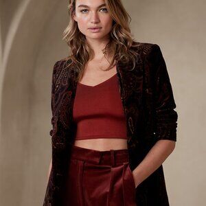 Banana Republic Mio Milano Cropped Cami Bralette Cabin Red XS